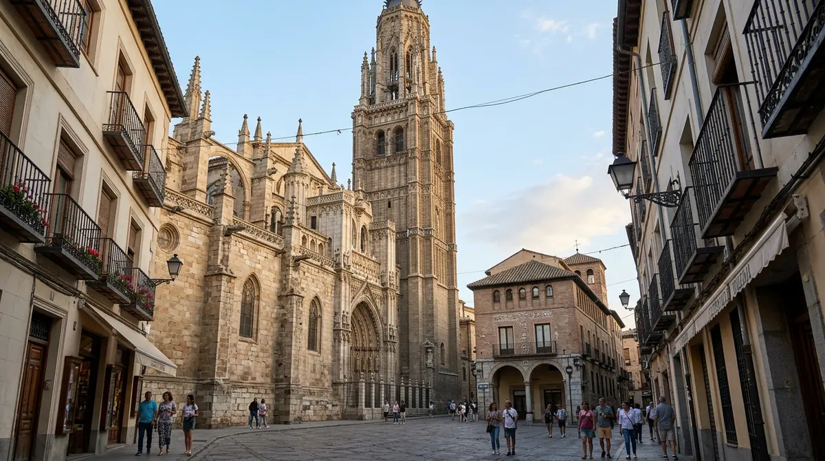 Torre de la Catedral Primada de Toledo desde una calle del casco histórico
